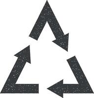 freccia, triangolo vettore icona illustrazione con francobollo effetto