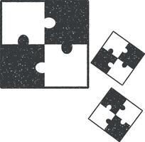 puzzle vettore icona illustrazione con francobollo effetto