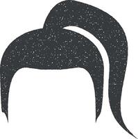capelli, donna, taglio di capelli ciambella vettore icona illustrazione con francobollo effetto