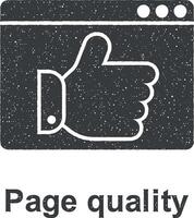 in linea marketing, pagina qualità vettore icona illustrazione con francobollo effetto