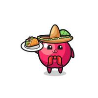 Apple mascotte chef messicano che tiene un taco vettore
