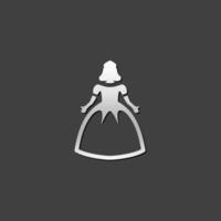 Bambola icona nel metallico grigio colore stile. Principessa giocattolo giocando ragazza vettore