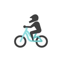montagna motociclista icona nel piatto colore stile. sport bicicletta estremo discesa Ciclismo casco vettore