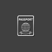 passaporto icona nel metallico grigio colore stile. nazionalità identità persone vettore