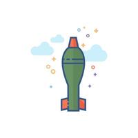 mortaio missile icona piatto colore stile vettore illustrazione