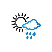 tempo metereologico nuvoloso in parte pioggia icona nel duo tono colore. previsione pioggia stagione monsone vettore