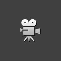 film telecamera icona nel metallico grigio colore stile. tecnologia divertimento cinema registrazione vettore