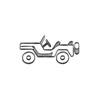 mano disegnato schizzo icona militare veicolo vettore
