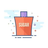 zucchero confezione icona con attraversare cartello piatto colore stile vettore illustrazione