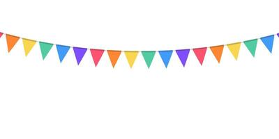 festivo bandiere ghirlanda nel lgbt arcobaleno colori. celebrazione bandiere per orgoglio arredamento. triangolo gagliardetti catena. festa decorazione vettore