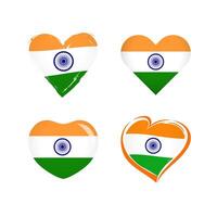 impostato di creativo cuore icone con bandiera di India. collezione di grafico simboli. benvenuto per India, benvenuto per delhi turista cartello. gli sport o viaggio logo design. cuore forme. repubblica giorno emblema. vettore