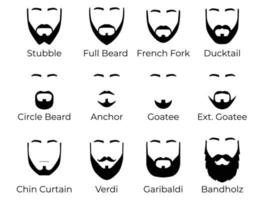 set barba, design barba, acconciature maschili, acconciature barba, barba da giorno vettore