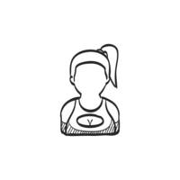 mano disegnato schizzo icona ragazza avatar vettore