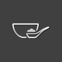 porridge ciotola icona nel metallico grigio colore stile. vettore