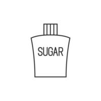 zucchero confezione icona con attraversare cartello nel magro schema stile vettore