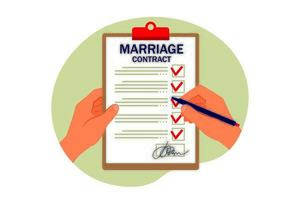 concetto di contratto di matrimonio. illustrazione vettoriale. piatto. vettore
