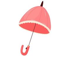 Aperto rosa ombrello. piovoso di stagione ombrelloni. proteggere Accessori. autunno, primavera stagione. mano disegnato vettore illustrazione isolato su bianca