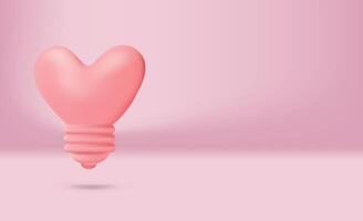 lampadina rosa 3d icona San Valentino illustrazione vettore