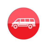 auto icona nel piatto colore cerchio stile. furgone, consegna, autobus vettore