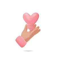lampadina rosa 3d icona San Valentino illustrazione vettore