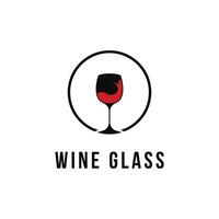 vino bicchiere logo design per ristorante bar vettore