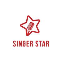 cantante stella logo design concetto con microfono icona vettore