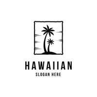 hawaiano logo design Vintage ▾ retrò stile con palma albero vettore