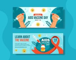 AIDS vaccino giorno orizzontale bandiera piatto cartone animato mano disegnato modelli sfondo illustrazione vettore