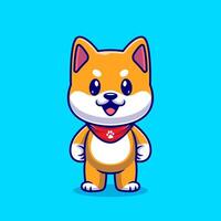 carino shiba inu cane in piedi cartone animato vettore icona illustrazione. animale natura icona concetto isolato premio vettore. piatto cartone animato stile