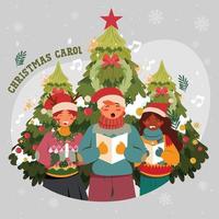 coro che canta i canti natalizi vettore