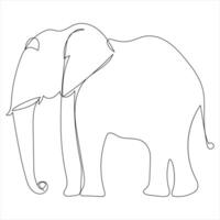 singolo linea continuo disegno di un' elefante e concetto mondo selvaggio vita giorno schema vettore illustrazione