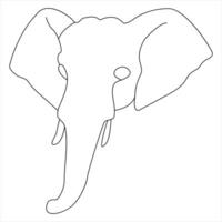 singolo linea continuo disegno di un' elefante testa e concetto mondo selvaggio vita giorno schema vettore illustrazione