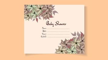 modello di invito per baby shower tema di disegno floreale dolce, fiore carino vettore