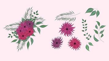 collezione di elementi floreali elementi di clip art dettagliati di fiori primaverili vettore