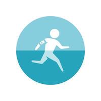 in esecuzione atleta icona nel piatto colore cerchio stile. maratona Triathlon concorrenza sport vettore