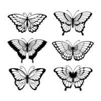 set di farfalle line art, farfalle illustrazione monocromatica vettore