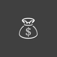 i soldi sacco icona nel metallico grigio colore stile. finanza ricchezza bancario vettore