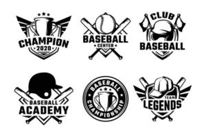 set di etichette, emblemi e logo con distintivi da baseball vettore