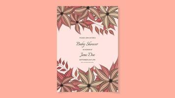 baby shower party invito carta sfondo floreale fiore carino modificabile vettore