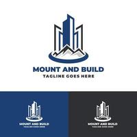 montagne ed edifici logo design immobiliare vettore logo modello logo