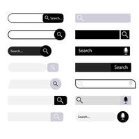 ricerca bar utente interfaccia collezione, desing ui. vettore ricerca ragnatela sbarra, navigazione sito web ui, elemento per trova informazione, del browser con mic e lente d'ingrandimento illustrazione