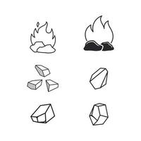 illustrazione di disegno dell'icona di vettore del carbone di legna