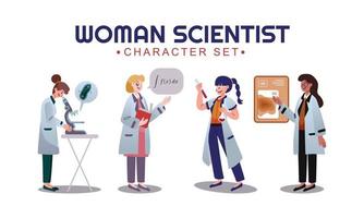 set di caratteri donna scienziato vettore