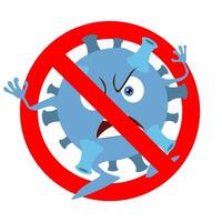 divieto coronavirus icona, mostro virus vietato. non infetto e non malattia, bandire micro organismo. vettore illustrazione