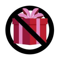 no presente regalo, vietato festeggiare, non tangente. vettore no regalo proibitivo sorpresa, pacchetto divieto illustrazione