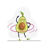 avocado sport con ginnastica squillo. avocado contento e Salute, sport verdura carattere, frutta cibo. vettore illustrazione