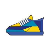 poligonale scarpe da ginnastica, geometrico stile sport scarpe, gettone icona. capi di abbigliamento astratto con di moda modello per addestramento, objec di geometrico design per a piedi in esecuzione e jogging. vettore illustrazione