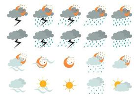 raccolta di illustrazioni meteorologiche durante il giorno e la notte vettore