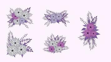 mazzo di composizioni floreali isolato bellissimi fiori elementi di design vettore