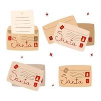 un set di buste con lettere a babbo natale vettore